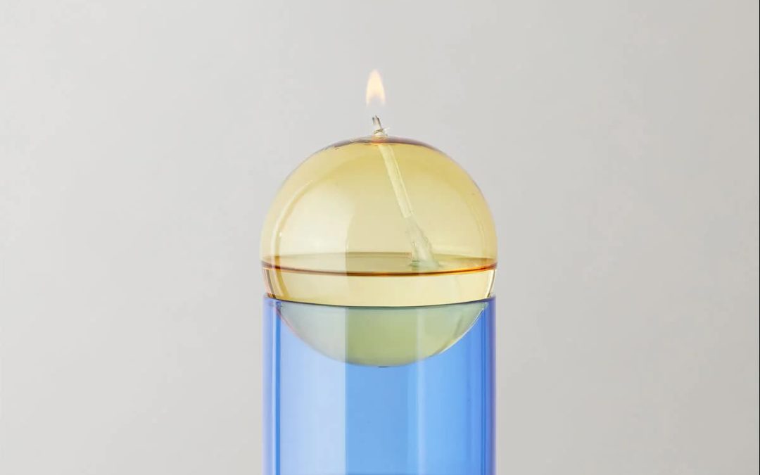 Lampe à huile Bubble – Bleu et Jaune