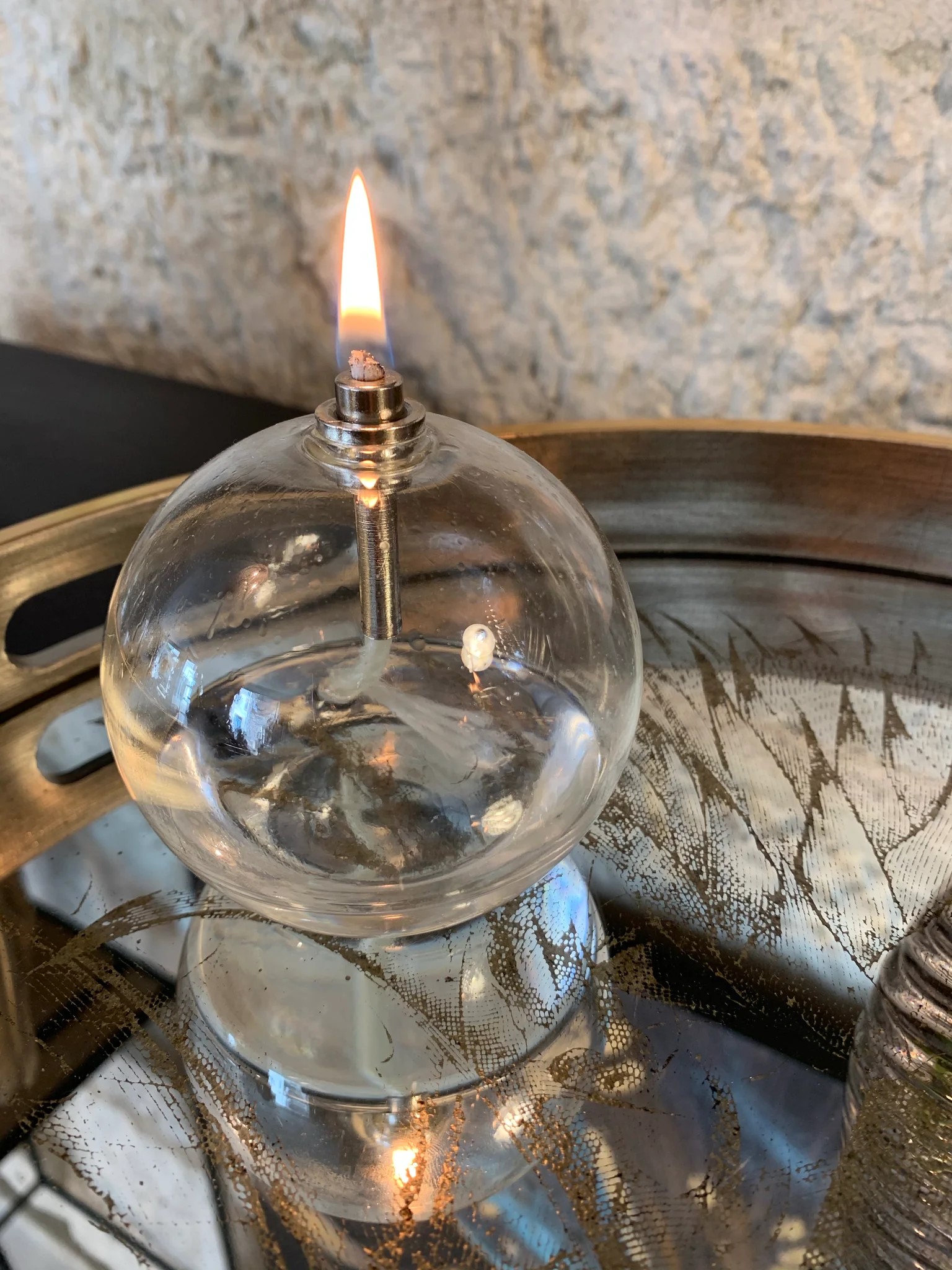 Lampe à huile verre et laiton - PERIDESIGN
